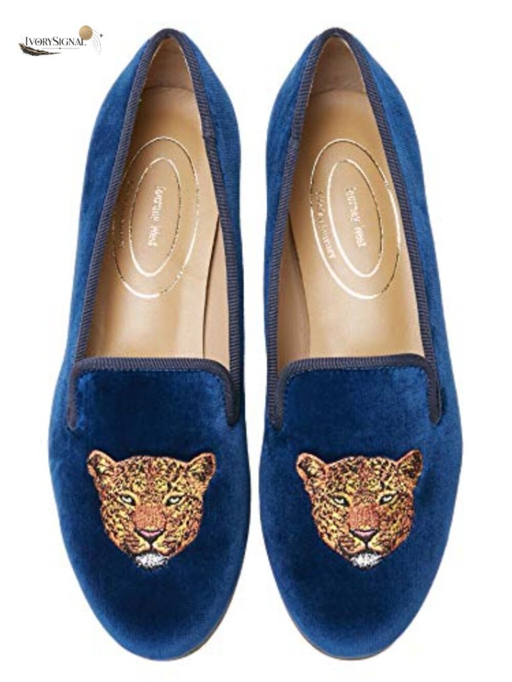 Women's Velvet Loafer Flats with Embroidery Leather Insole Slip-On